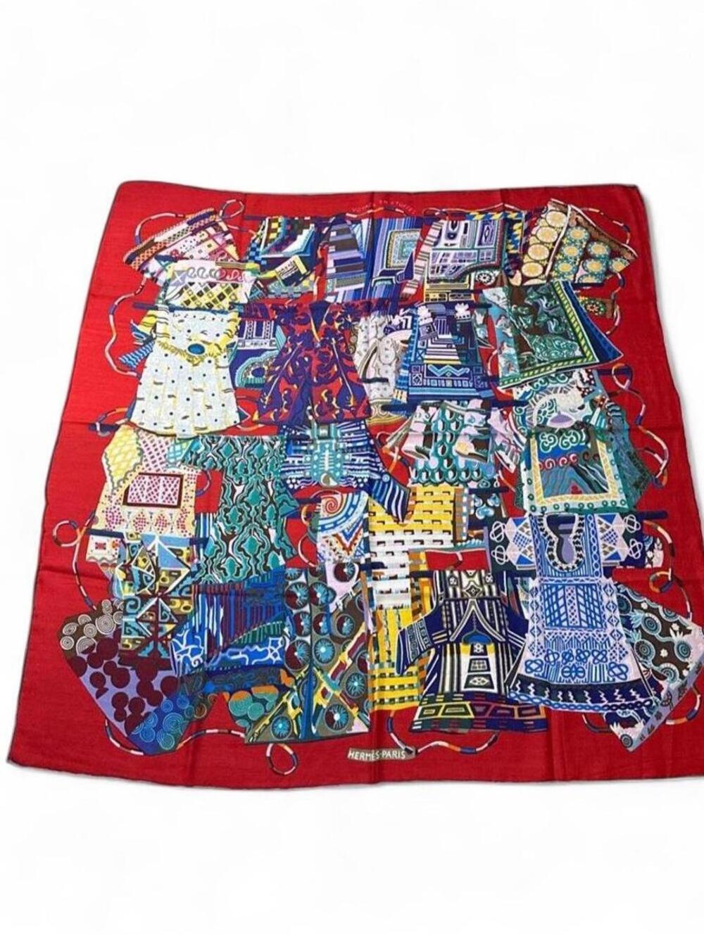 Vintage Hermes Red silk shawl
